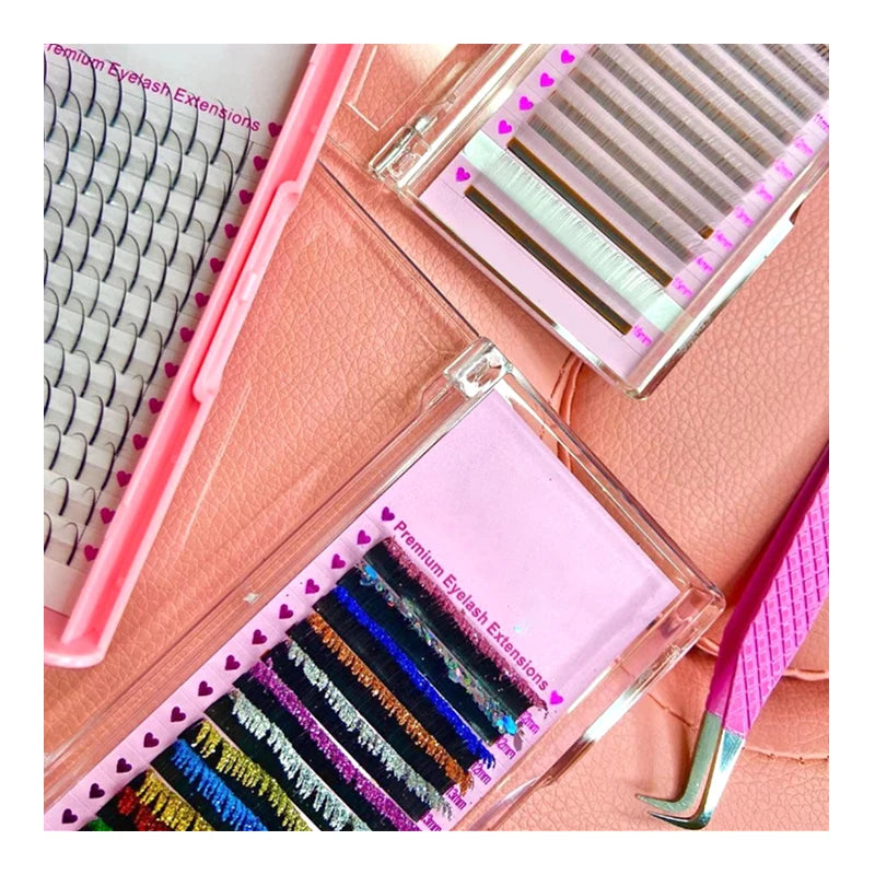 Cashmere Lash Las Extension Supplies Lashextensions Private Label Professional Glitter Color Faux Mink Individual Volume Eyelash