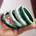 Certificate 60mm Grade a 100% Natural Green Guizhou Jade Bangle Bracelet Chinese Dark Green Hand Carved Wide Jade Bracelet