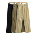 Women's High Waist Vintage Style Sports Pants Windproof Soft Oversize Cargo Jeans Solid Pattern Plus Size for Active Outdoors