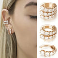Europe and America Gold Plated C Hoop Alloy Rhinestone Earrings Without Hole Ear Cuff No Piercing for Girls
