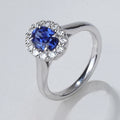 Starsgem Fine Jewelry Collection Oval Cut Halo Set Romantic Lab Ruby Emerald Blue Sapphire 14K Solid Gold Ring