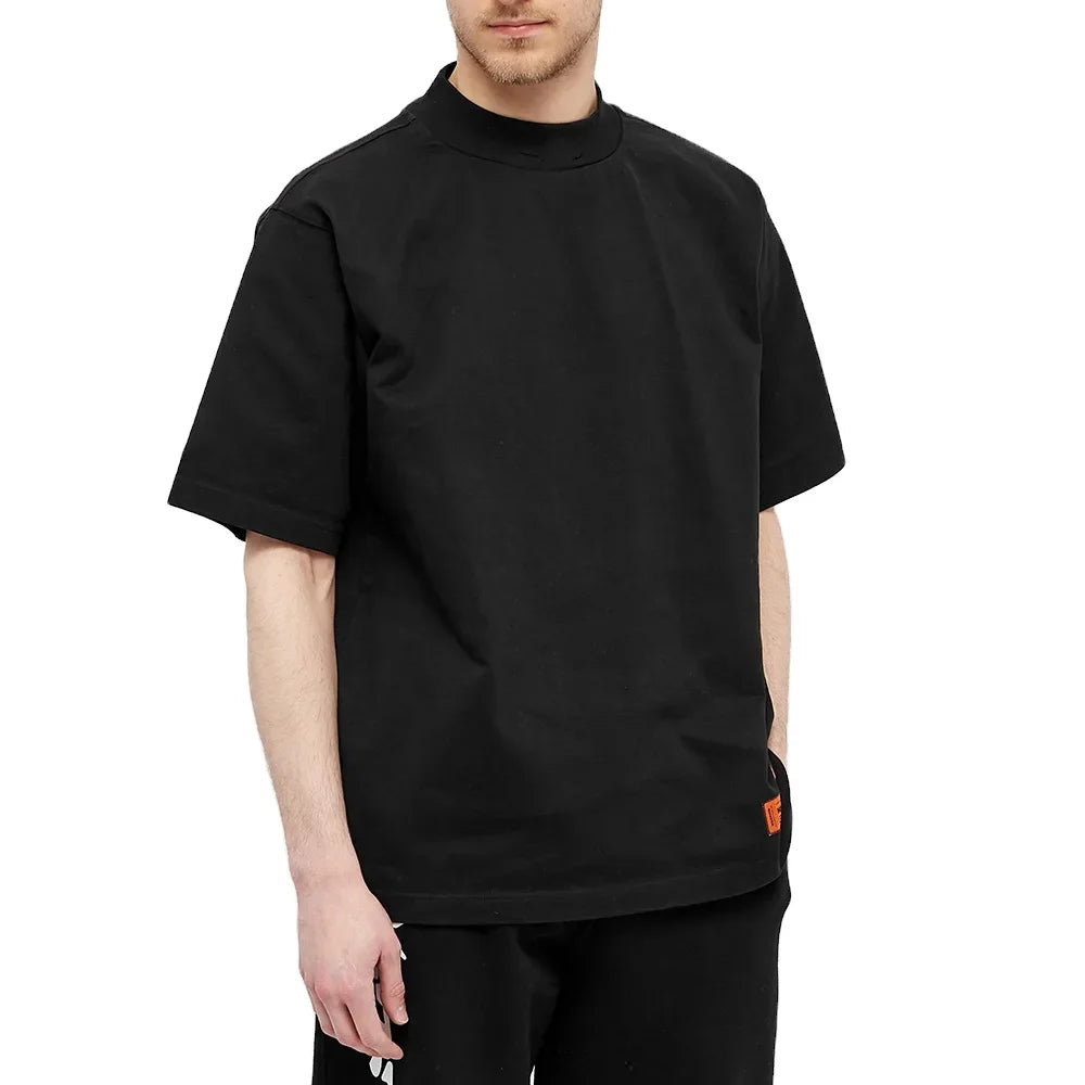 Custom Heavy Tees Black T-Shirt Polyester/Cotton Knitted Fabric Regular Fit O Neck Hip Hop Style Anti-Wrinkle Print Short Sleeve