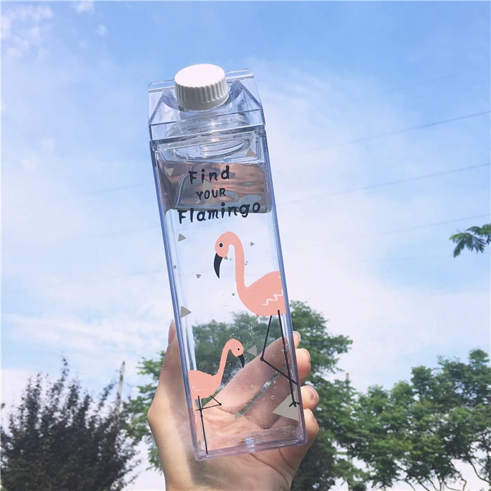 New Products 2020 Unique Cartoon Cute Milk Carton Kids Plastic Water Bottle Hot Water Bottles for Juice