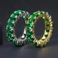 C7530 China Jewelry Factory Wholesale 925 Sterling Silver Diamond Synthetic Gemstone Full Emerald Eternity Band Ring