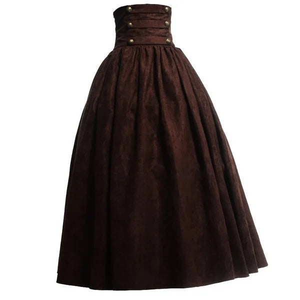 New Woman Medieval Elegant Skirt Solid Hight Waist Middle Ages Renaissance Costumes Vintage Swing Pleated Skirts Knee Length