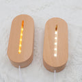 Factory Directly Wholesale New Year Romantic Oblong Wood Led Display Night Light Base Holder Stand 3D Led Lamp Oval Wooden Base