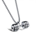 Men's Stainless Steel Dumbbell Pendant Necklace with Cross Chain 18K Gold Plated Gift