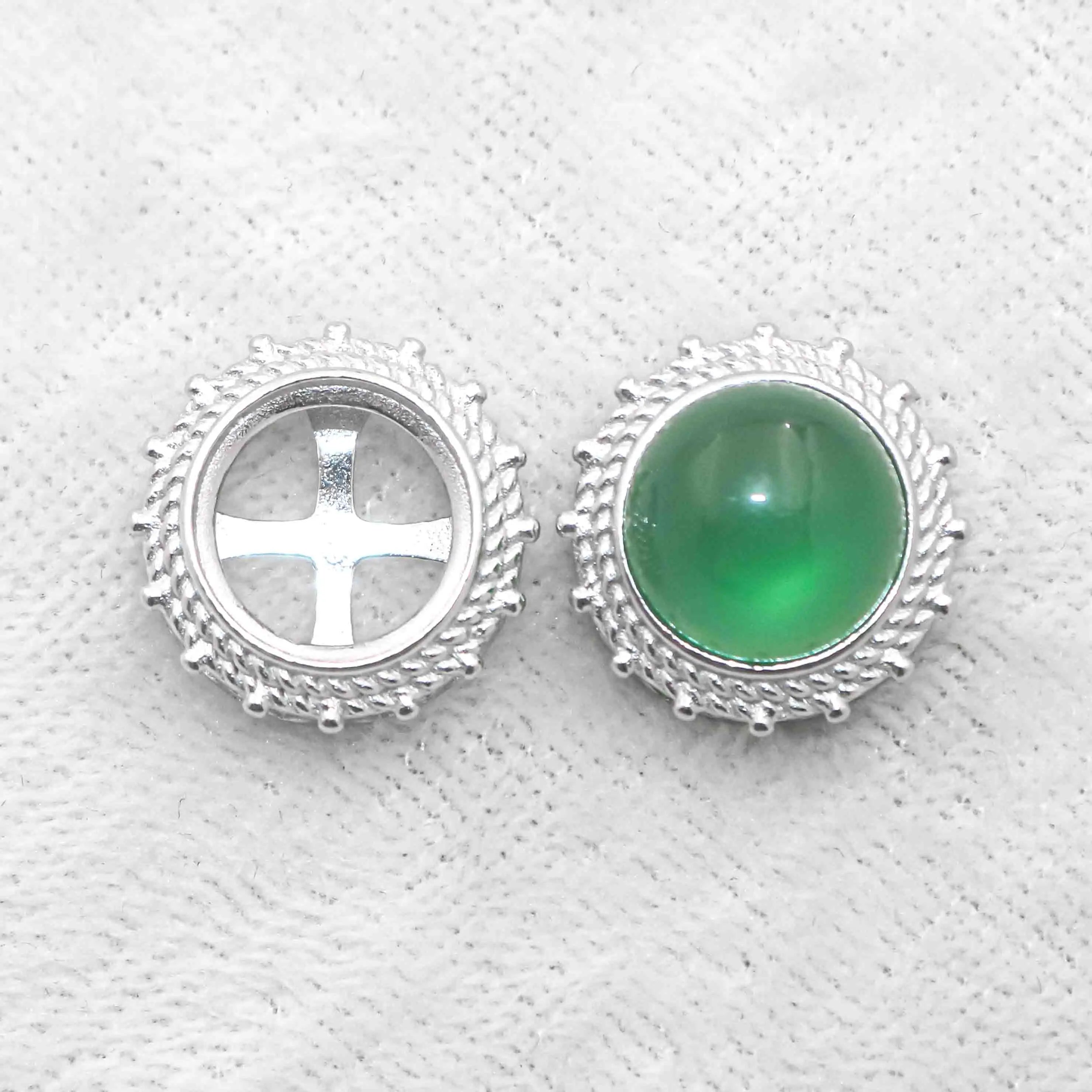 Sterling Silver 8mm/9mm/10mm/11mm Semi Mount Pendant Frame Empty Support Blank Bar Setting Without Main Stone for DIY Inlay