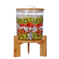 Enzyme Barrel with Lid Waterproof and Impermeable Transparent Storage Glass Jar Food Container with Wooden Tray and Metal Tap