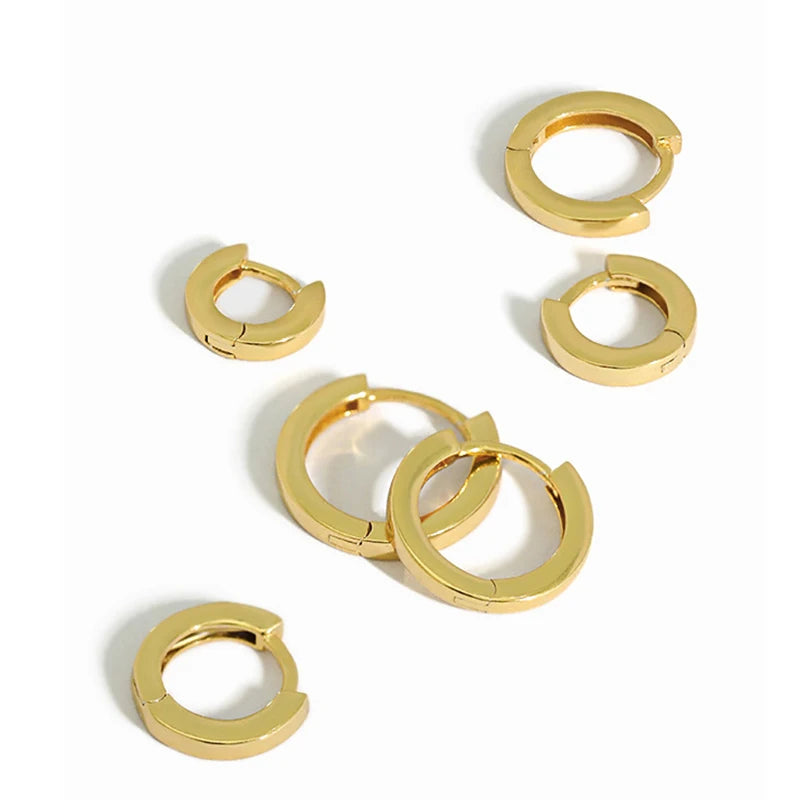 Women's 925 Sterling Silver & 18K Gold Plated Hoop Earrings Small & Hypoallergenic for Cartilage Huggie Fashionable for Girls
