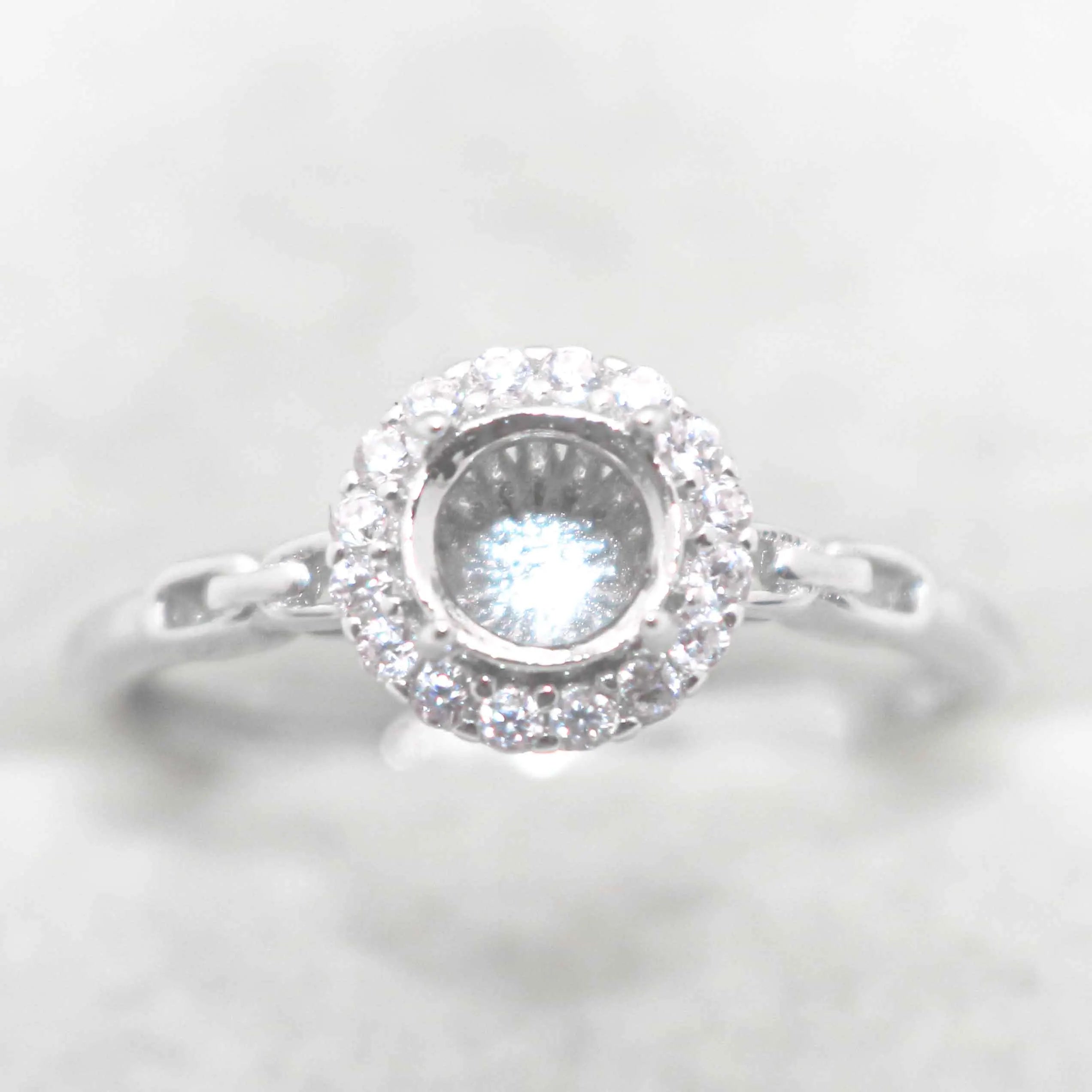 Sterling Silver 5mm/6mm Semi Mount Ring Empty Frame Blank Support Setting S925 Base Holder Without Center Stone for DIY Inlay