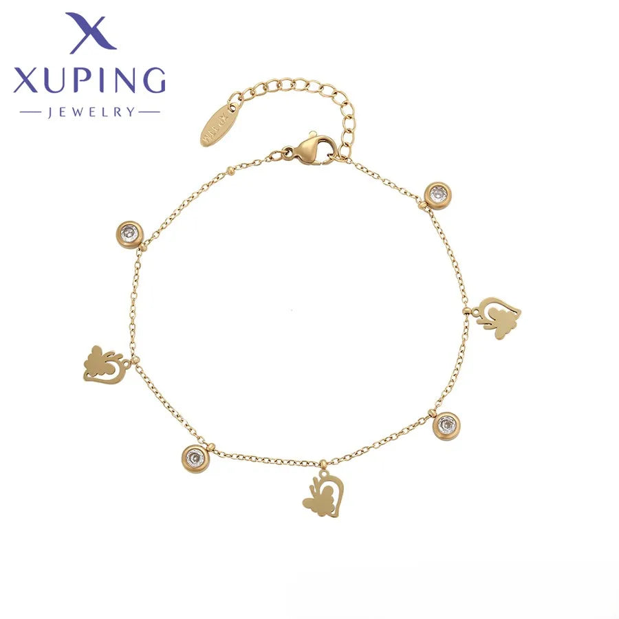 T000756713 XUPING JEWELRY 14K Gold Color Royal Stainless Steel Other Fine Fashion Friendship Jewelry Women Bracelet