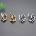 Fashion Style Anti Fading Gold Silver Plated CZ Pave Hollow Round Earring Hooks for Jewelry Making