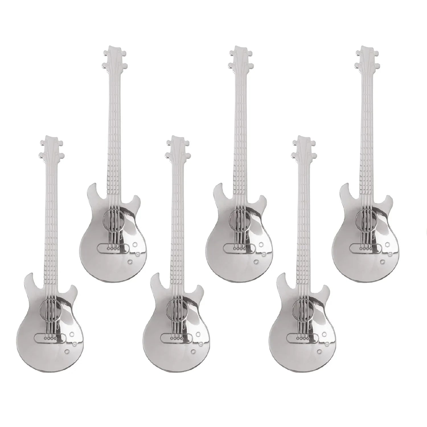 Mini 304 Stainless Steel Guitar Spoon in Bulk Colorful Mirror Polish for Tea Coffee & Honey for Giveaways