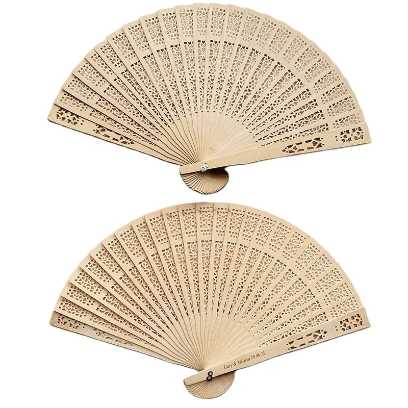 Ready to Ship Customized Handheld Wooden Fans Wedding Souvenir Gifts for Guests Promotional Party Supplies