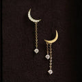 Fancy Trendy Pure 925 Sterling Silver Asymmetrical Crescent Moon Shape Stud Earrings for Women Girls Jewelry