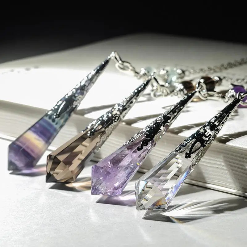 Crystal Spheres Wholesale Natural Crystal Pendulum Clear Brown Amethyst Citrine Pink Rose Quartz Fluorite Aventurine Pendant