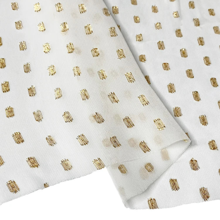 Harvest Dyed Chiffon Polyester Golden Lurex Metallic Clip Dot Burnout Sheen Polyester Fabric for Women Beach Wear MegaBDM
