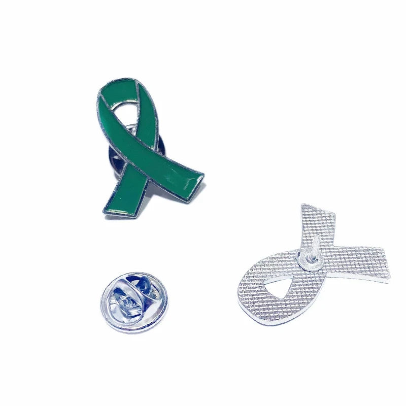 Factory Enamel Green Liver Cancer Awareness Ribbon Brooch Backpack Suit Hat Clothes Pin Badge Brooches Lapel Pin