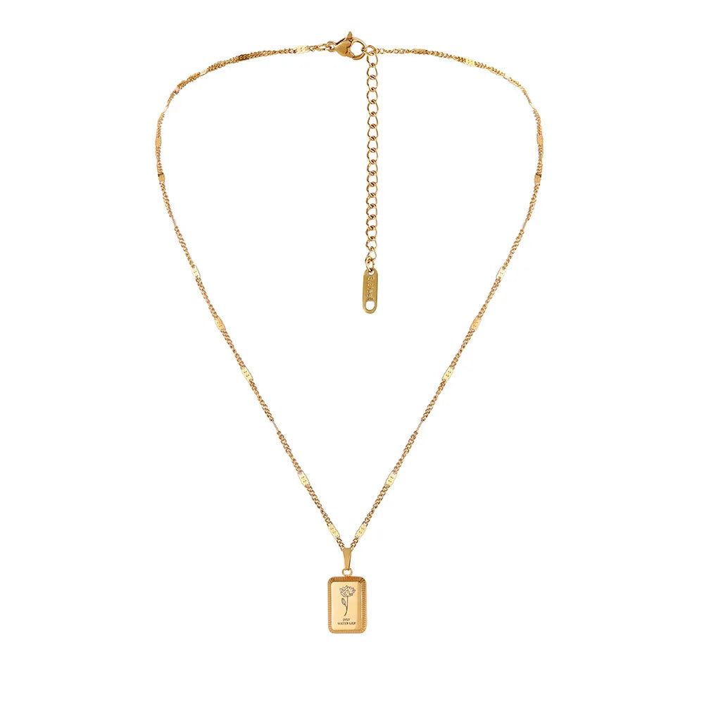 Fashion Trend Niche December Flower Titanium Steel Pendant Neckchain Waterproof Stainless Steel Plated 18k Gold Necklace Jewelry