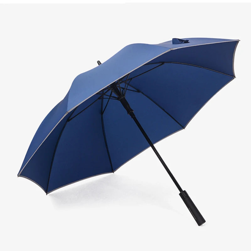 Custom Logo Automatic Open Long Windproof Straight Umbrella with Plastic Handle Simple Solid Color Customizable