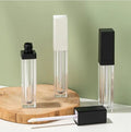 Wholesale Custom Empty Lipgloss Cosmetic Packaging Tubes 7ml Square White Black Lip Gloss Tube Container with Wand