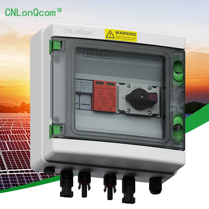 CNLonQcom Outdoor Waterproof PV Combiner Box DC500V 1 Input 1 Out with Fuse SPD QD IP65  Solar Control Box