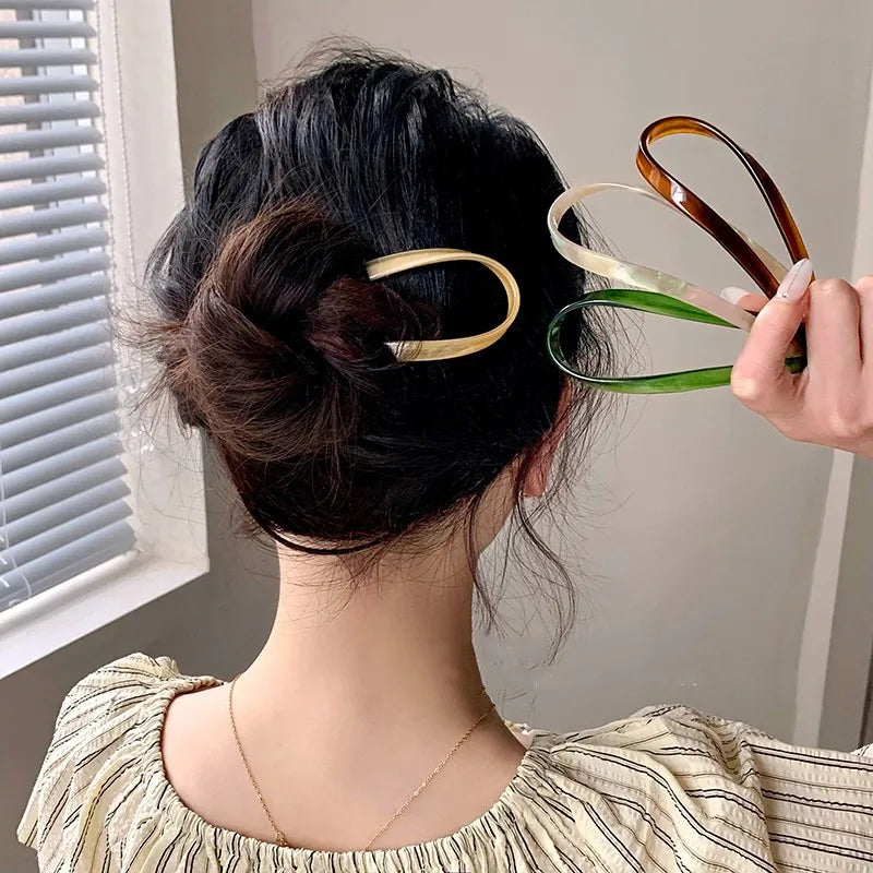 2026 Acrylic U Shaped Hairpin Wave French Style Wavy Crink Hair Stick Vintage Hair Pin for Women Girls