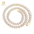 NUOYA New Style Hiphop Jewelry 18K Gold Plated Iced Out Tennis Chain Heart Shape Cubic Zirconia Tennis Chain Necklace for Women
