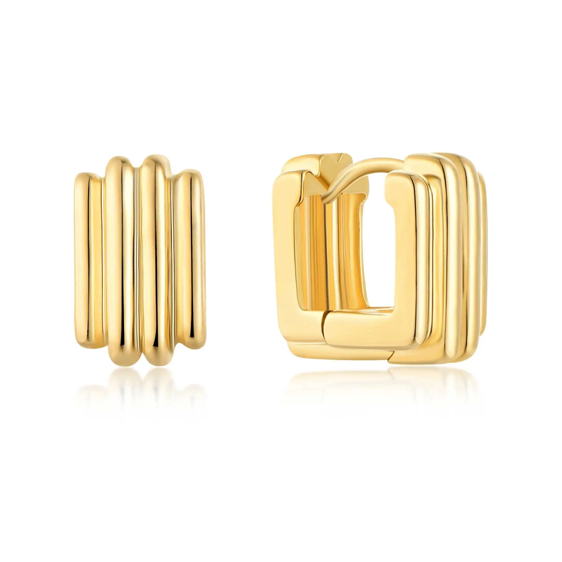 QX Custom OEM Stylish Minimalist Trendy 925 Sterling Silver Fine Jewelry 18k Gold Plated Shape Huggie Hoop Women Earring