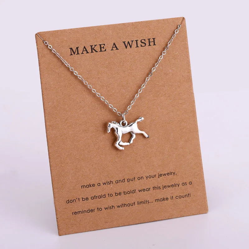 Inspirational Jewelry Necklace Gift for Children Animal Monkey Panther Owl Horse Fox Cat Dog Paw Elephant Pendant Necklace