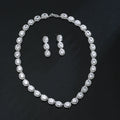 LUOXIN Fashion Oval Cubic Zircon Necklace Earrings Jewelry Set Silver Plated Bridal Jewelry Set