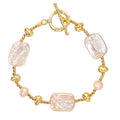 2025 New Brass Electroplated 18k Gold Beaded Natural Freshwater Baroque Pearl Bracelet Women Jewelry Factory Wholesale