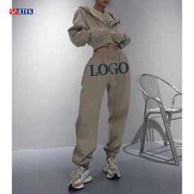 Fall Winter Clothes for Women Custom Two Piece Sets for Women Jogging Suits 2 Piece Half Zip Cropped Hoodie and Sweatpants Set