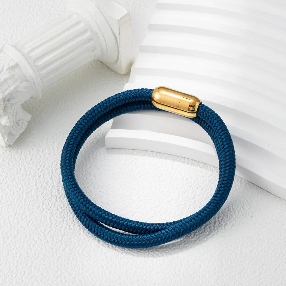 Wholesale Colorful Double Layer Milan Rope Wrap Bracelet Home Creative Men Black Magnetic Clasp Bracelets Gifts for Boyfriend