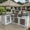 Custom Functional Garden L-Shape Kitchen with Sink Stove Chill Storage for BBQ Party Featuring a Natural Stone Wall Design