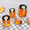 Wholesale Square Glass Jar 50ml 100ml 200ml 280ml 380ml 750ml 500ml Clear square Glass Honey Jar with Metal Lid