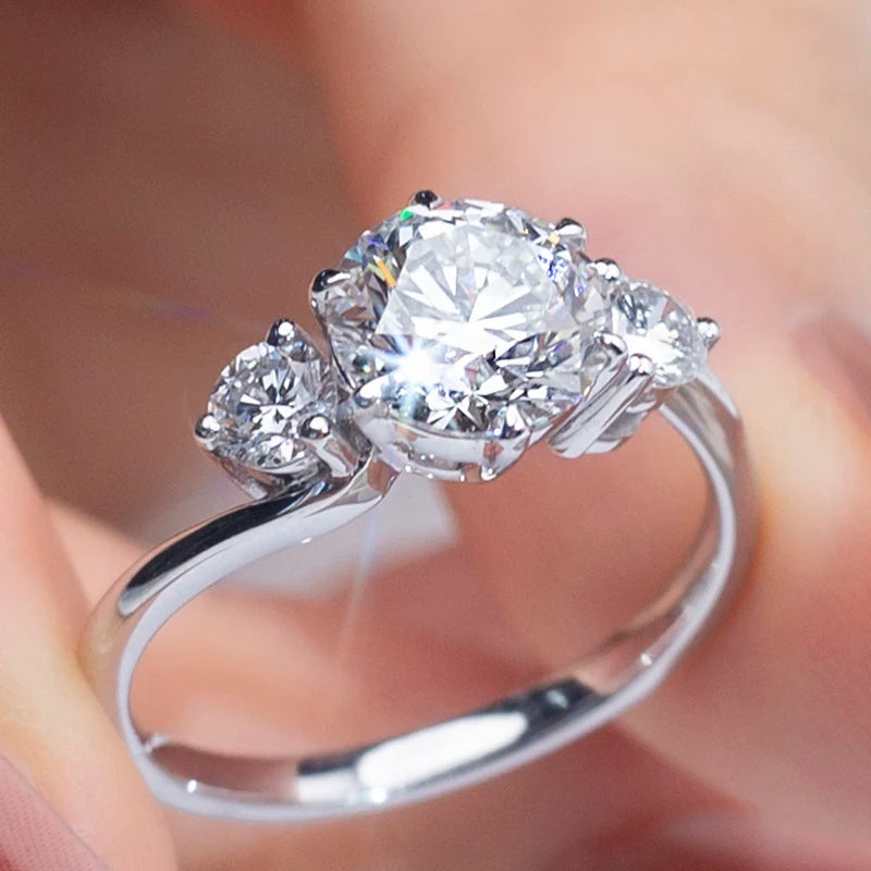 Messi Jewelry MSR-1287 Customized Jewelry Three Stones Ring 18k Solid Gold Jewelry 1.5ct  Moissanite Ring Engagement Ring