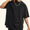 Tee Plain Blank Acid Wash Boxy Cotton Graphic Oversized Tshirt T Shirt for Men Drop Shoulder Oversized Acid Wash Black t Shirt