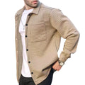 Fashion Casual Large Size Men's Cardigan Small Checkered Long-sleeved Coat Shirt