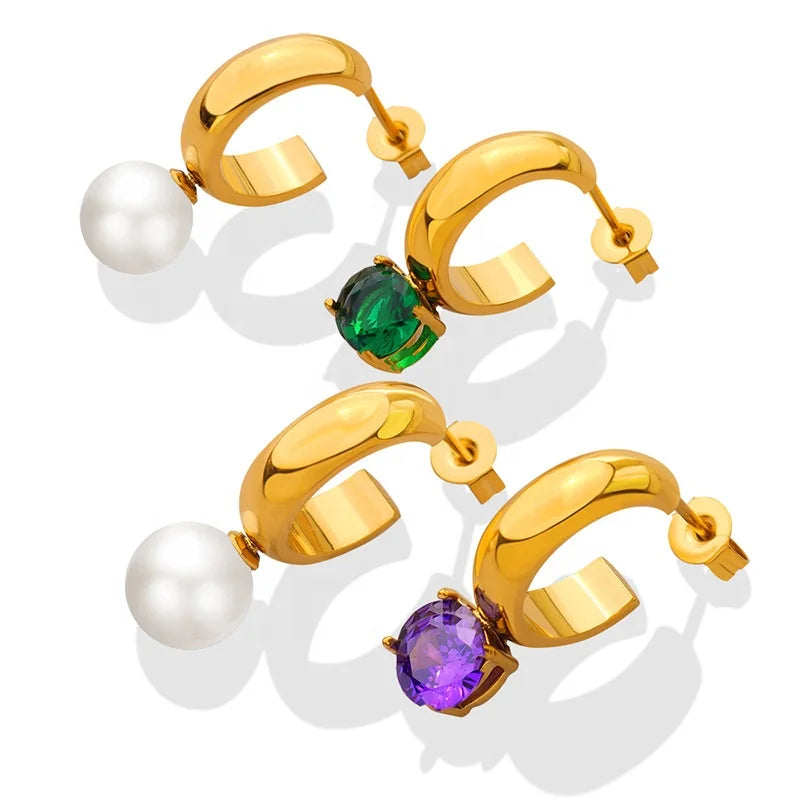 Women's Fashion Drop Earrings Newest Design with Stainless Steel and Zircon Pear Stylish Accessory