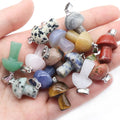 Natural Crystal Stone Mini Pendant Opalite Rose Quartz Jewelry Mushroom Necklace for Men Women Gifts