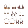 Temperament Bohemian Accessories Classical Ethnic Style Tassel Earrings Geometric Circle Wooden Bead Earrings for Women Girls