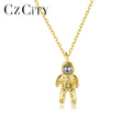 CZCITY Link Chain Daughter Cute Pendant Charm Women Silver Jewelry Fashion Designer Trending Astronaut Kid Necklace