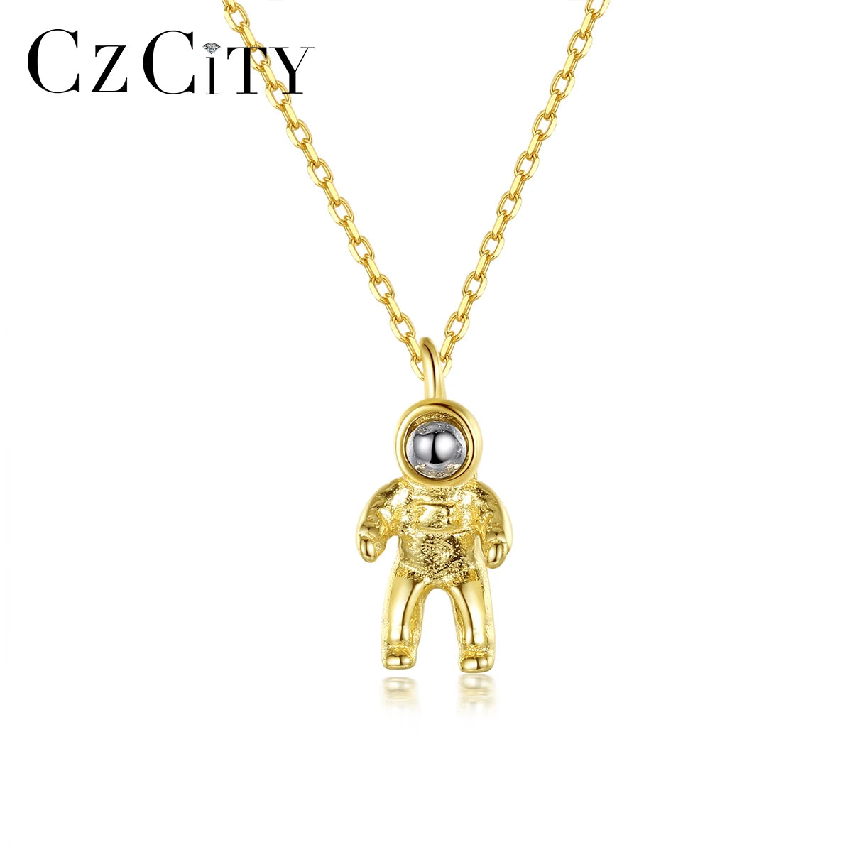 CZCITY Link Chain Daughter Cute Pendant Charm Women Silver Jewelry Fashion Designer Trending Astronaut Kid Necklace