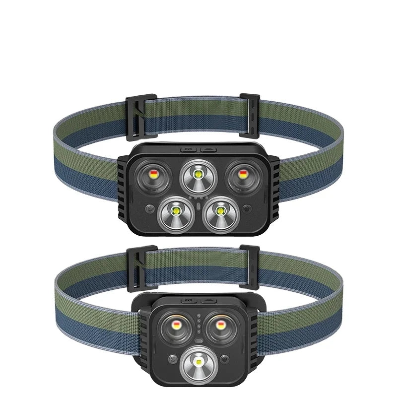 Helius 5Led Multifunctional Induction Portable Fast Straight Flush ABS Rechargeable Usb Led Torch Flashlight Headlamp