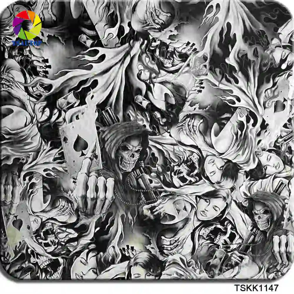 TSAUTOP Spray Paint Dipping in Water DIY Water Transfer Print Film Skull Aqua Dip Graphics Film
