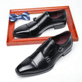 Men's Italian Leather Formal Monk Strap Oxford Dress Shoes for Office Wedding Party-Autumn Height Increasing