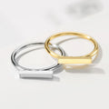 Minimalist 316L Stainless Steel Geometric Stackable Midi Knuckle Bar Ring for Women