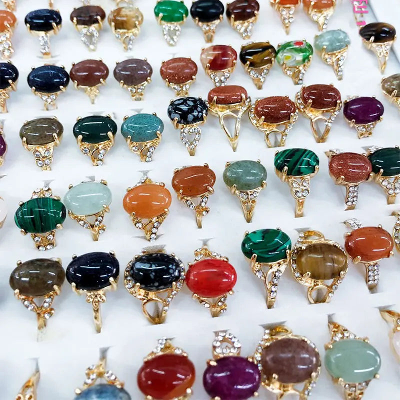 Natural Shape Slice Gemstone Ring - Gold Plated Sterling Silver Ring